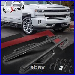 3 Black Round DROP Step Bar Running Board for 07-19 Silverado Sierra Crew Cab
