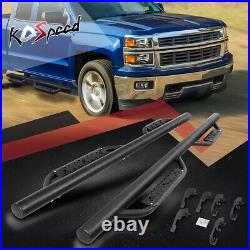 3 Black Round DROP Step Bar Running Board for 07-19 Silverado/Sierra Ext Cab