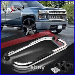 3 Stainless Steel Step Bar Running Boards for 00-19 Silverado Sierrra Reg Cab