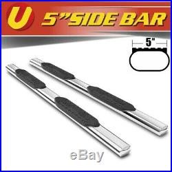 5 Chrome Oval Side Steps Running Boards Fits 2007-2018 Chevy Silverado Crew Cab