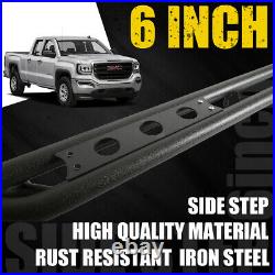 6 Black Side Steps For 2007-2018 Chevy Silverado Extended Cab Running Boards