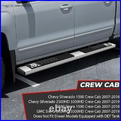 6 Chrome Running Board Side Step Nerf Bar For 07-19 Silverado Sierra Crew Cab