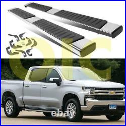 6 Polished Nerf Bar Side Step Running Boards For 19-21 Chevy Silverado Crew Cab