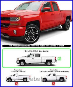 APS Black Running Boards Style Fit 07-18 Chevy Silverado GMC Sierra Crew Cab