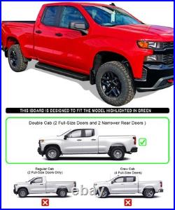 APS Black Running Boards Style Fit 19-25 Silverado Sierra Double Cab