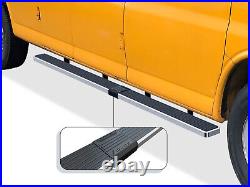 APS Running Boards 5 inches Silver Fit 03-24 Chevy Express GMC Savana