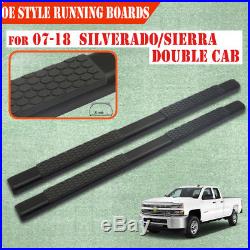 Fit 07-18 Chevy Silverado Double Cab 5 Running Boards Side Step Side Bar BLK DA
