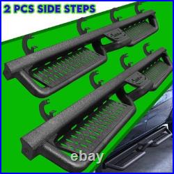 Fit 19-26 Silverado/Sierra 1500 Crew Cab Black Side Step Drop Bar Running Boards