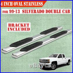Fit 99-16 Chevy Silverado Double Cab 4 Running Board Nerf Bar Side Step Oval SS