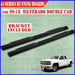 Fit 99-16 Chevy Silverado Double Cab 4 Running Boards Side Step Nerf Bar BLK A