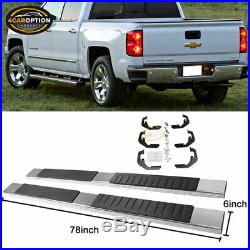 Fits 07-18 Chevy Silverado Sierra 1500 Ext Cab Nerf Bar Running Boards Chrome 6