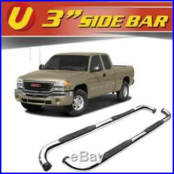 Fits 1999-2018 Chevy Silverado Extended/Double Cab 3 S. S Nerf Bars Side Bars