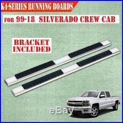 For 01-16 Chevy Silverado Crew Cab 4 Running Boards Side Step Stainless Steel H