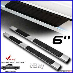 For 07-18 Silverado Ext/Double Cab 6Aluminum Silver Side Step Running Board