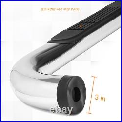For 07-19 Silverado/Sierra Crew Cab 3 Side Step Nerf Bar Running Board Chrome
