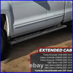 For 07-19 Silverado Sierra Ext Cab 6 Running Boards Side Step Nerf Bar Black