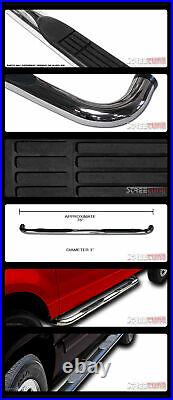 For 14-18 Chevy Silverado Double Cab 3 Chrome Side Step Nerf Bars Running Board