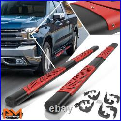 For 19-22 Silverado/Sierra Crew Cab 5 Black Oval Running Boards withRed Step Pads