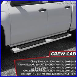 For 2007-2019 Silverado/Sierra Crew Cab 6 Step Nerf Bar Running Board Chrome