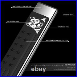 For 2007-2019 Silverado Sierra Extended Cab Bulldog USA Flag Pad Running Boards