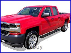 IBoard Running Boards 4 inches Matte Black Fit 07-18 Silverado Sierra Double Cab