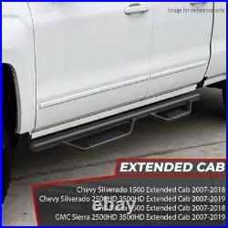 Matte Drop Step Bar Running Board For 2007-2019 Silverado Sierra Extended Cab