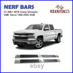 Nerf Bars Fits 2007-2018 Chevy Silverado GMC Sierra Running Board Side Step Rail