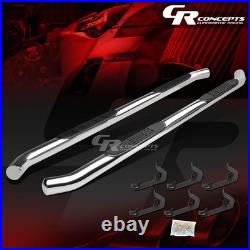 Silver 3 Side Step Nerf Bar Board For 07-19 Chevy/gmc Silverado/sierra Crew Cab