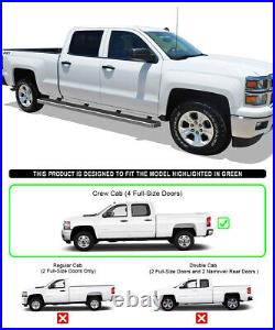 Wheel to Wheel Running Boards 5in Fit 07-18 Silverado Sierra Crew Cab 6.5ft Bed